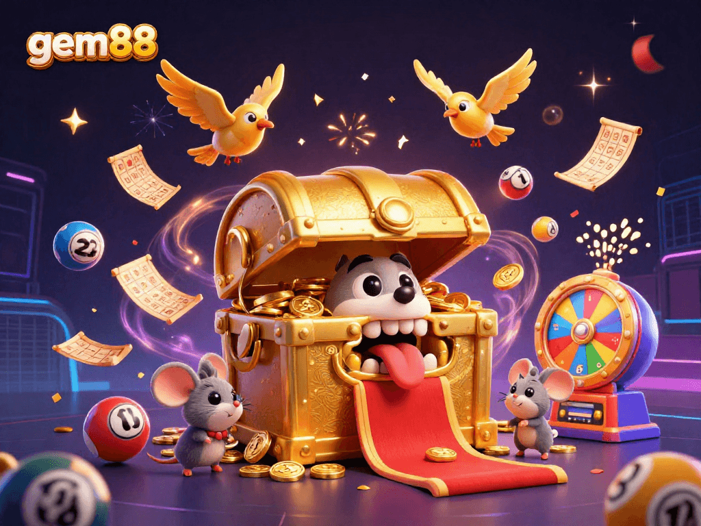 Engage with gem88's dynamic lottery scene featuring vibrant elements and thrilling gameplay.