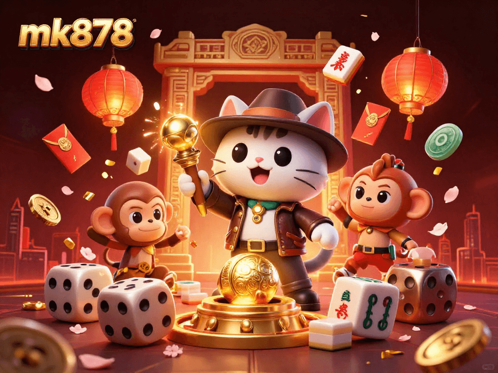 Winning strategies come alive at mk878, featuring a cat archaeologist uncovering golden artifacts in a casino.