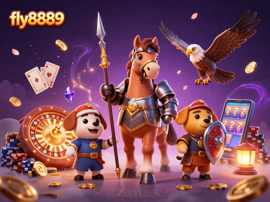 Experience thrilling gaming moments at fly8889 with knights, coins, and roulette action!