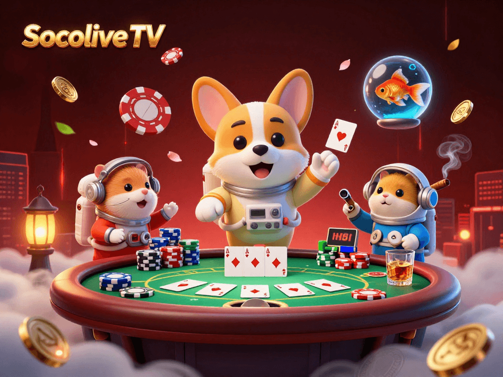 Socolive TV offers engaging virtual casino action with cartoon characters in a zero gravity casino.