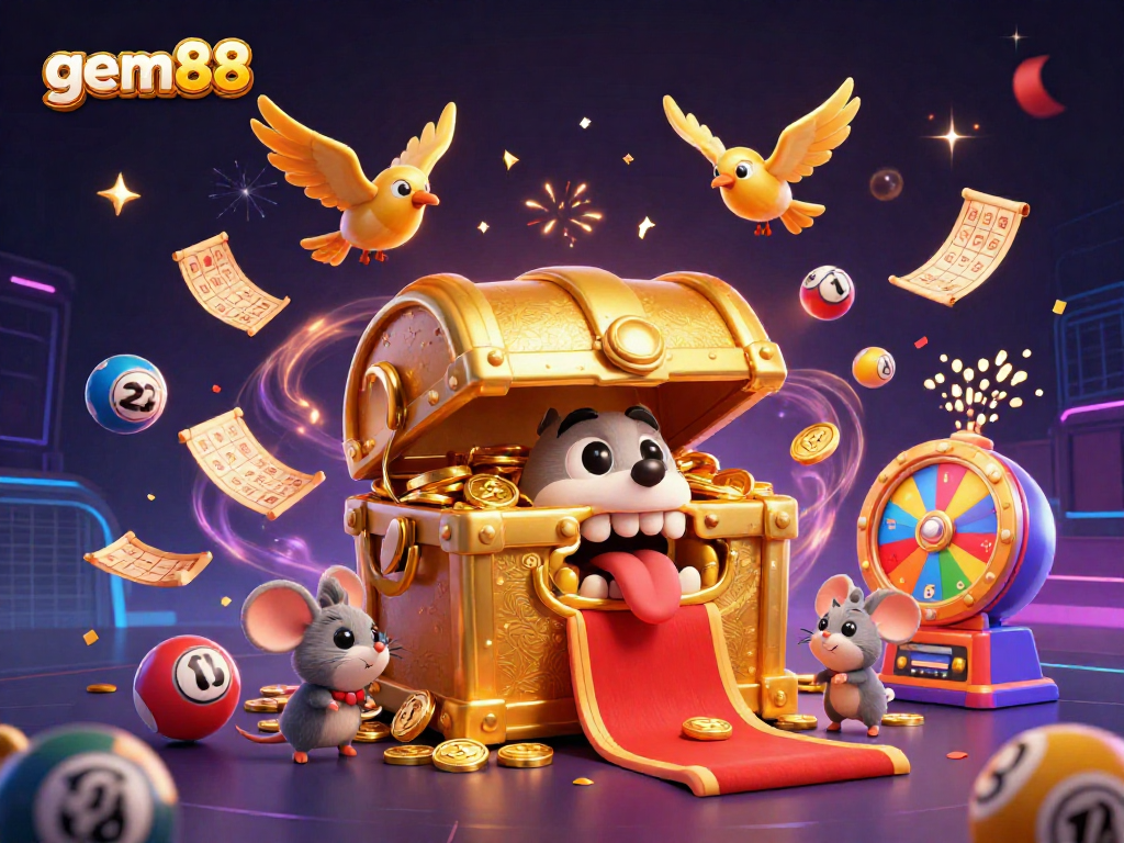 Engage with gem88's dynamic lottery scene featuring vibrant elements and thrilling gameplay.