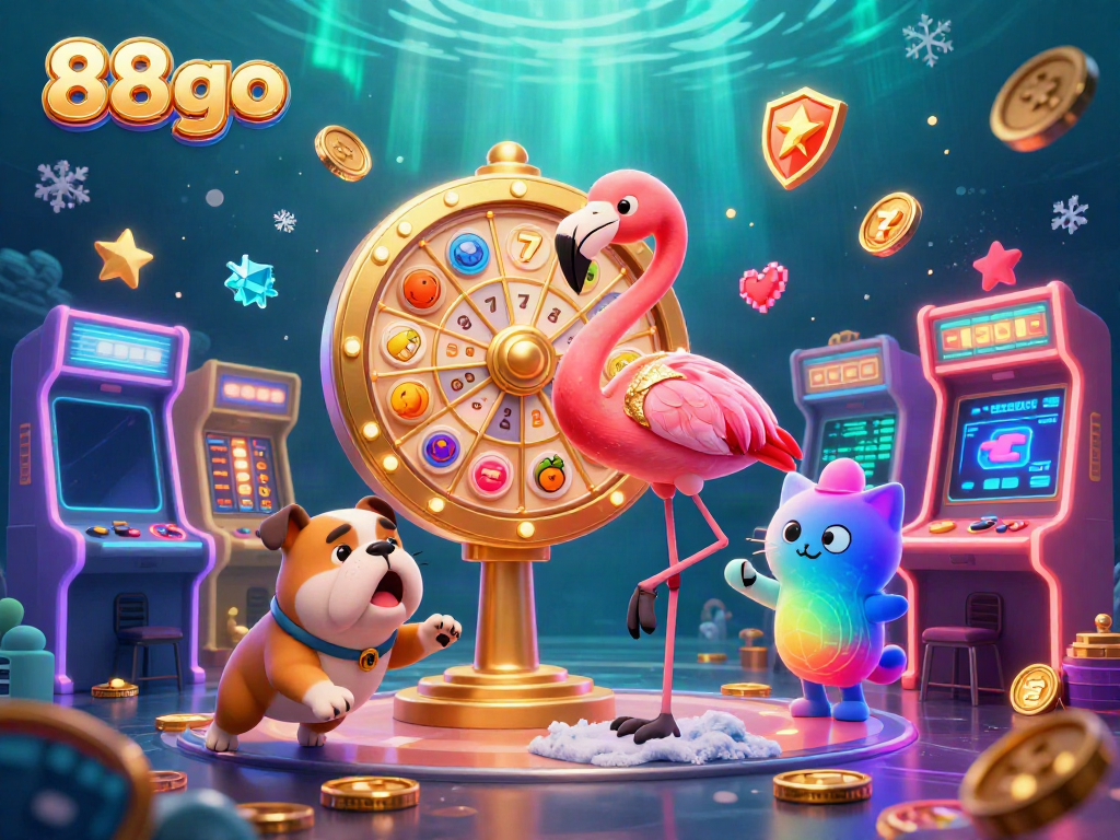 Experience the thrill of 88go with an exciting cartoon scene of gambling excitement and fun.