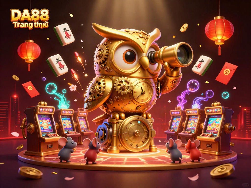 Engage with thrilling games at DA88 Trang chủ, featuring a vibrant 3D casino scene filled with exciting elements.