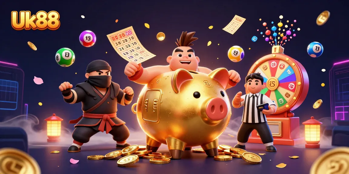 Experience exciting gameplay at Uk88 with a vibrant illustration showing casino elements and characters.