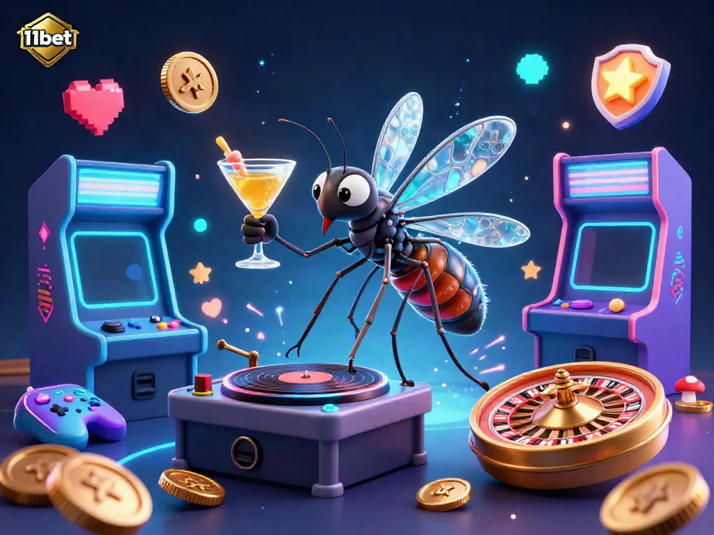Experience excitement with 11bet's vibrant casino scene featuring animated characters and dynamic gaming elements.
