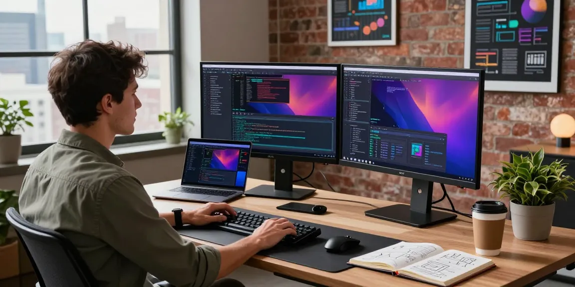 Download Telegram in a modern tech workspace showcasing coding screens and developer tools.