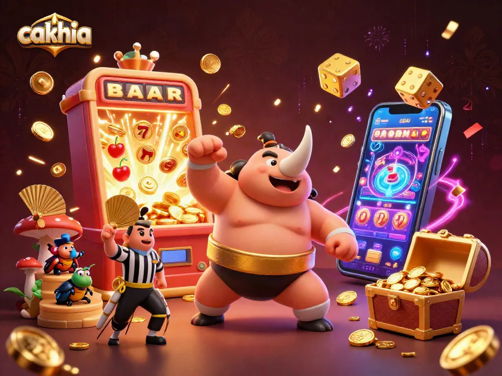 Cakhia streamers enjoy thrilling wins in vibrant online gambling scenes with engaging characters and icons.