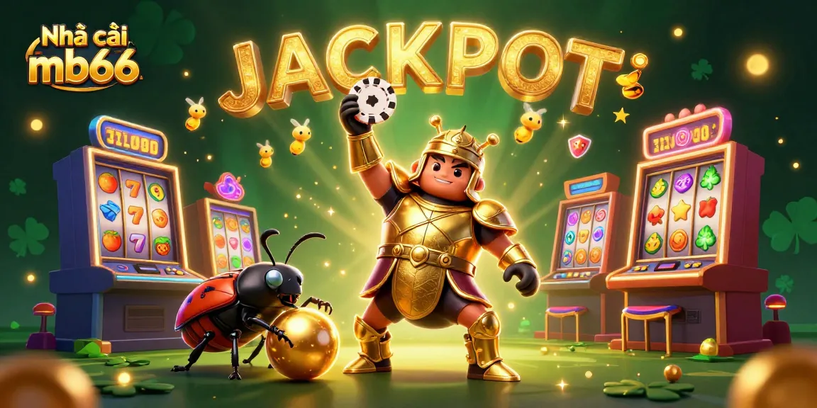 Engage with Nhà cái mb66's vibrant jackpot scene showcasing colorful slots and animated characters.
