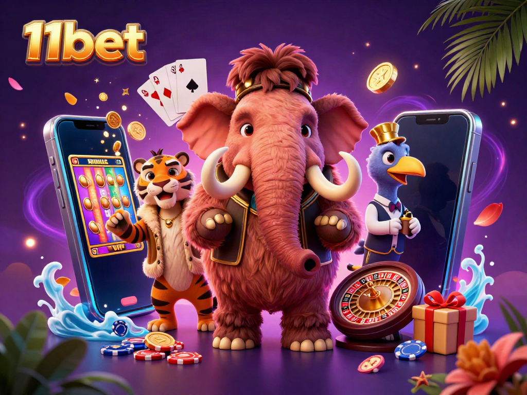 Experience thrilling gameplay at 11bet with a vibrant casino scene featuring dynamic characters and slot games.