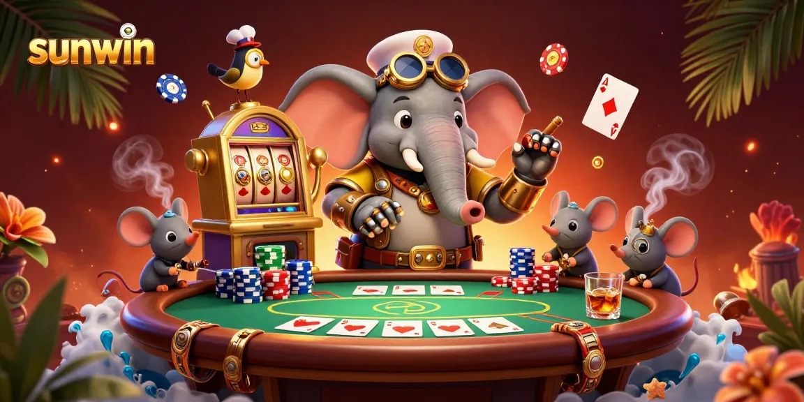 Spin the sunwin slot machine in a vibrant casino setting with energetic characters and rich details.