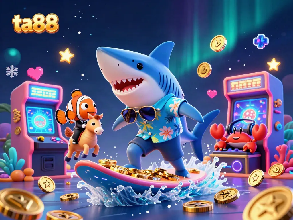 Experience excitement with ta88 at this vibrant gaming scene featuring colorful casino elements.