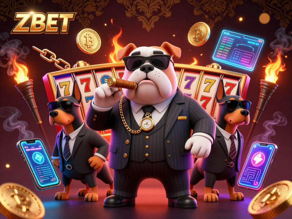 ZBET showcases a thrilling slots experience with dynamic characters and crypto elements in vibrant gaming atmosphere.
