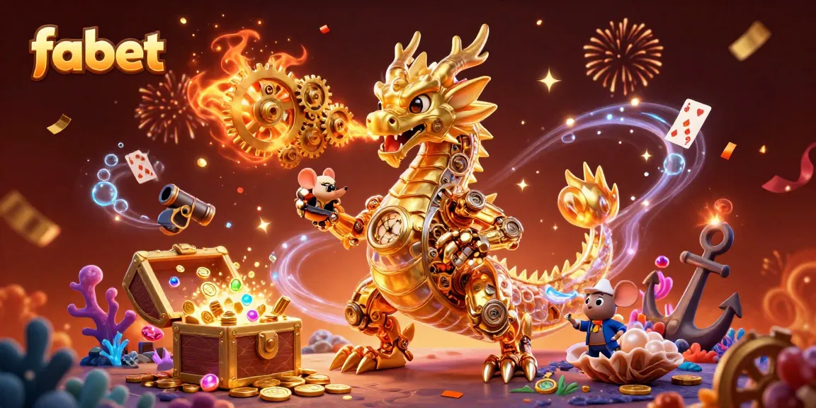 Experience fabet's captivating world of online gambling with vibrant dragons and treasure in this dynamic illustration.