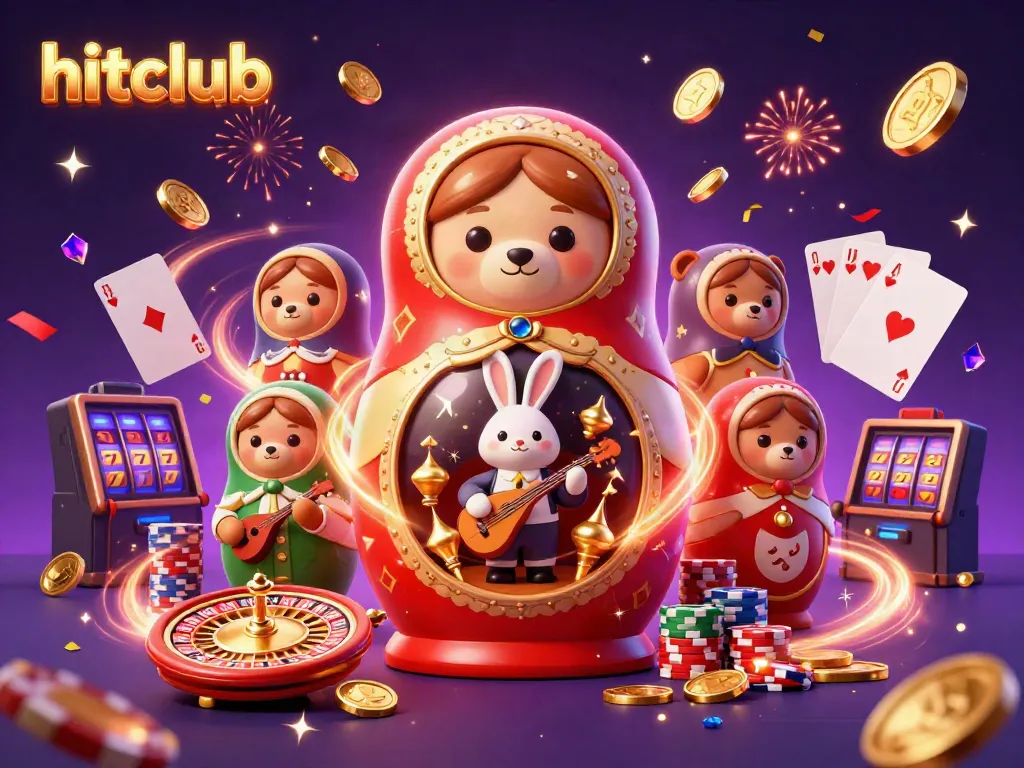 Experience thrilling moments with hitclub's lively casino-themed 3D illustration filled with excitement.