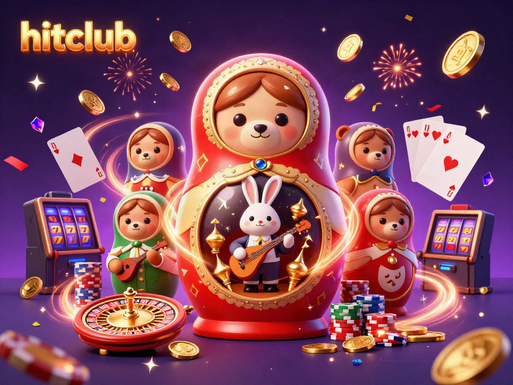 Experience thrilling moments with hitclub's lively casino-themed 3D illustration filled with excitement.