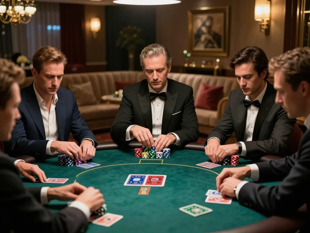 Experience strategic gameplay in a luxurious poker game atmosphere featuring keonhacaii and intense focus.