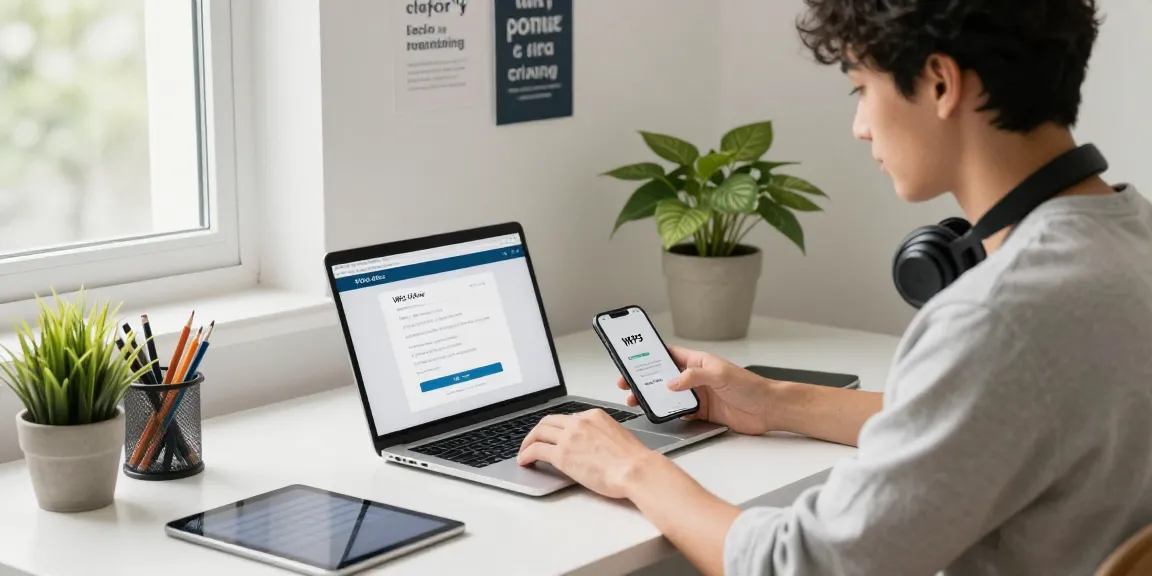 WPS Download on modern laptop in a stylish home office environment.
