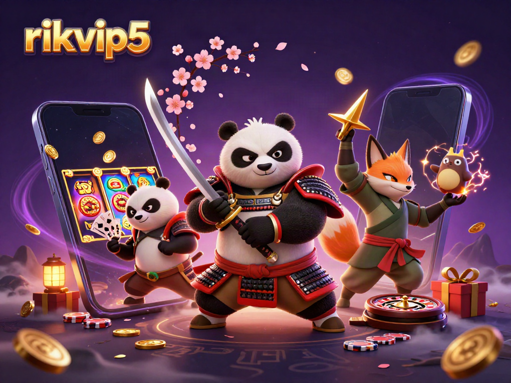 Experience the thrill of rikvip5 with vibrant slot games and enchanting characters in an action-packed casino scene.