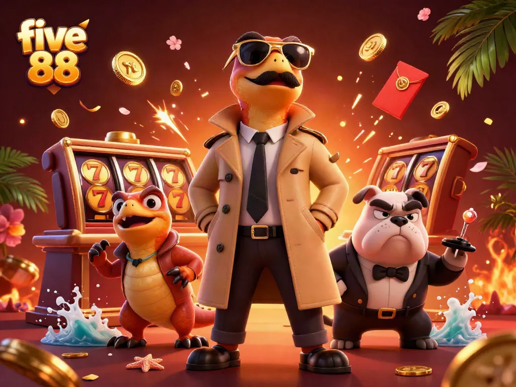 Experience the excitement of five 88 casino with raptors in disguise amidst colorful slot elements.