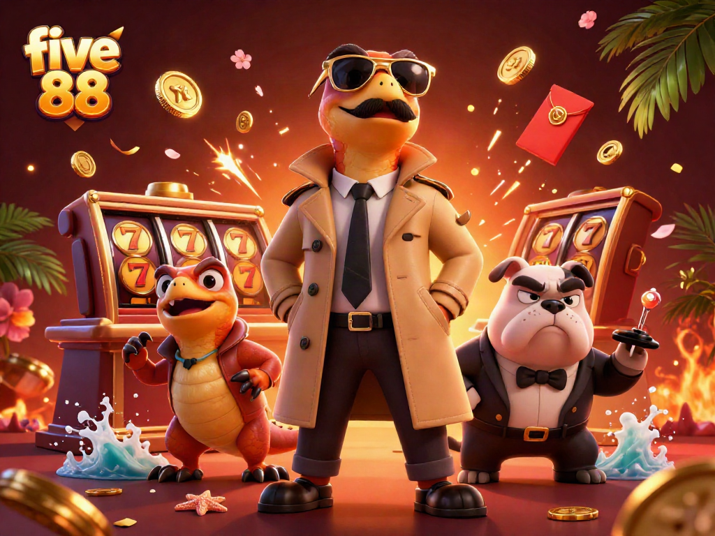 Experience the excitement of five 88 casino with raptors in disguise amidst colorful slot elements.
