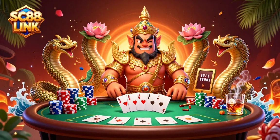 Enjoy thrilling gameplay with SC88 LINK while playing poker surrounded by vibrant characters and rich elements.