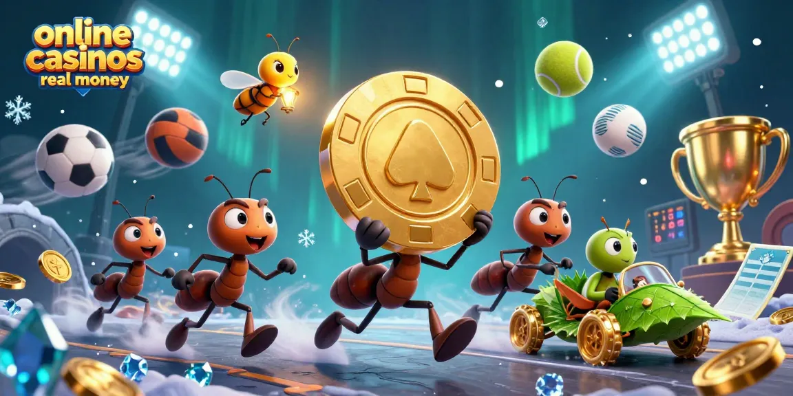 Experience exciting online casinos real money adventures with ants, sports elements, and a dynamic getaway scene.